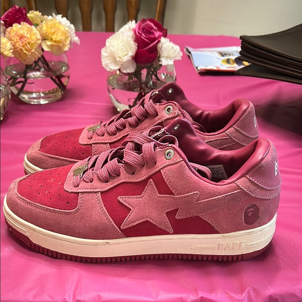Pink BAPE Sneakers with Star Design